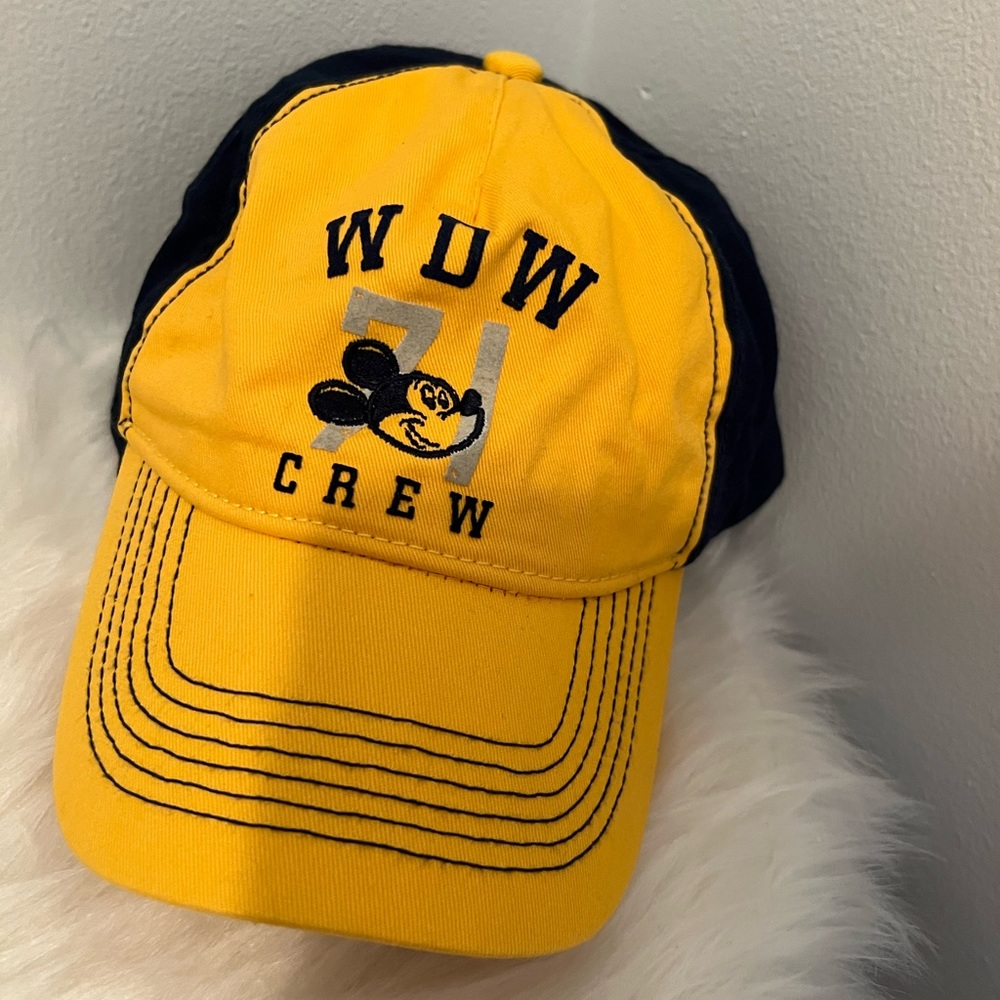 3 Yellow & Blue Disney-Mickey Baseball Hats. (71 Crew)